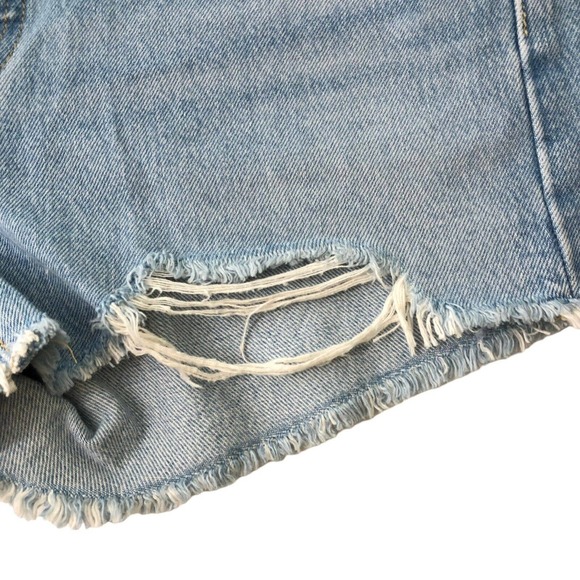 Levi's 501 High Rise Denim Shorts Womens 28 Button Fly Distressed Frayed Premium - Picture 3 of 10